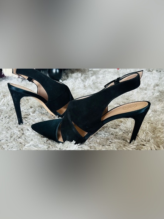 Tory Burch Shoes - Tory Burch Black Suede and Satin Slingback Sandals